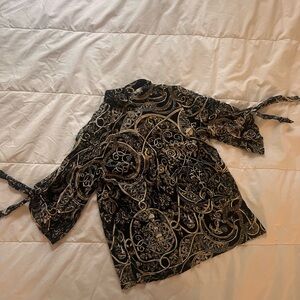 H&M Black and Gold Patterned Blouse